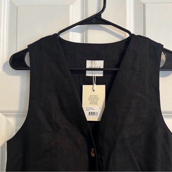 NWT POSSE Nancy Linen Mini Dress in Black size S - Picture 6 of 11